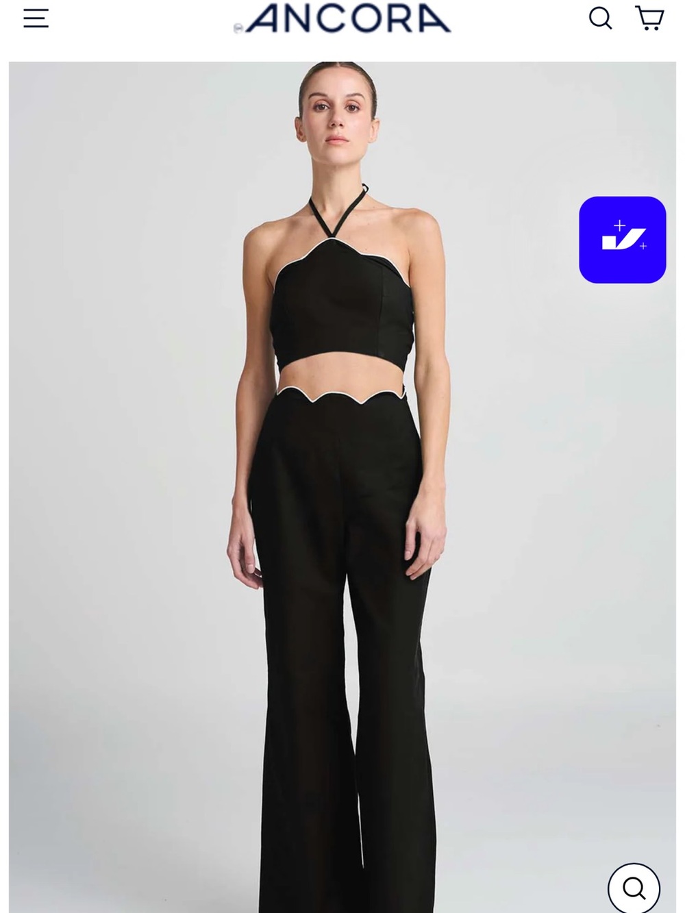 Ancora Noir Delusion Black High-Waist Wide-Leg Pants size S NWT